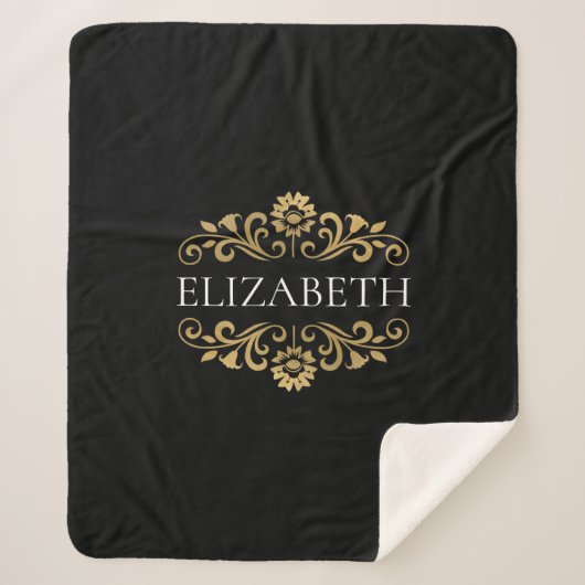 Couverture Sherpa Élégant Monogramme noir or Sherpa Blanket (Devant)