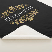 Couverture Sherpa Élégant Monogramme noir or Sherpa Blanket (3/4)