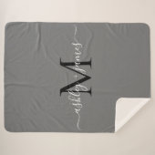 Couverture Sherpa Élégant Monogramme Noms de script gris noir nouvea (Devant (Horizontal))