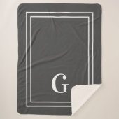 Couverture Sherpa Élégant Monogramme Pour Lui Gris & Blanc (Devant)