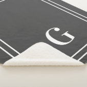 Couverture Sherpa Élégant Monogramme Pour Lui Gris & Blanc (3/4)