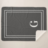 Couverture Sherpa Élégant Monogramme Pour Lui Gris & Blanc (Devant (Horizontal))