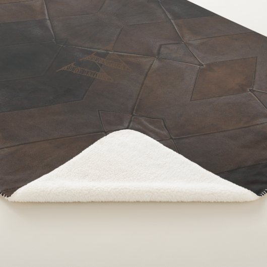 Couverture Sherpa Élégant Monogramme Rustique Cuir Brown (3/4)