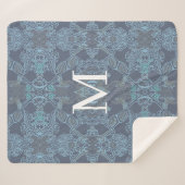Couverture Sherpa Élégant Motif baroque monographie dans les tons bl (Devant (Horizontal))