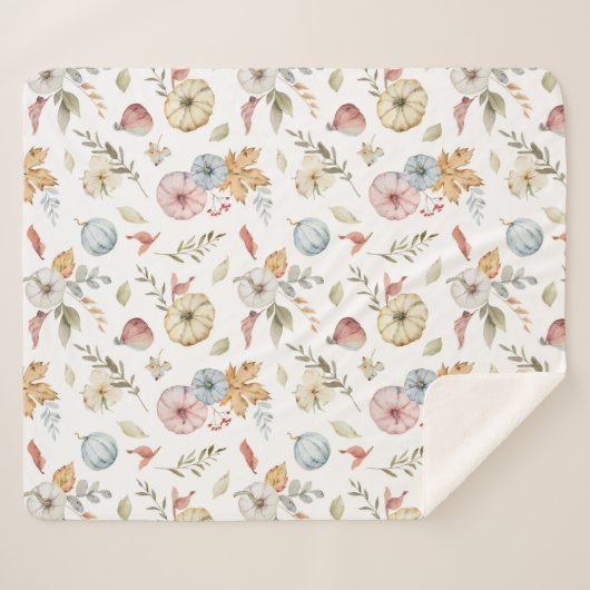 Couverture Sherpa Elégant Motif d'aquarelle d'automne (Devant (Horizontal))