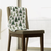 Couverture Sherpa Élégant Motif d'Aquarelle Verte Pine Tree