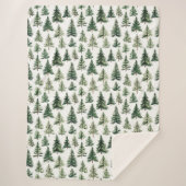 Couverture Sherpa Élégant Motif d'Aquarelle Verte Pine Tree (Devant)