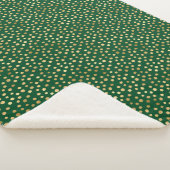Couverture Sherpa Élégant Motif Emerald Green Gold Dots (3/4)