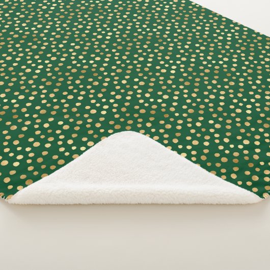Couverture Sherpa Élégant Motif Emerald Green Gold Dots (3/4)