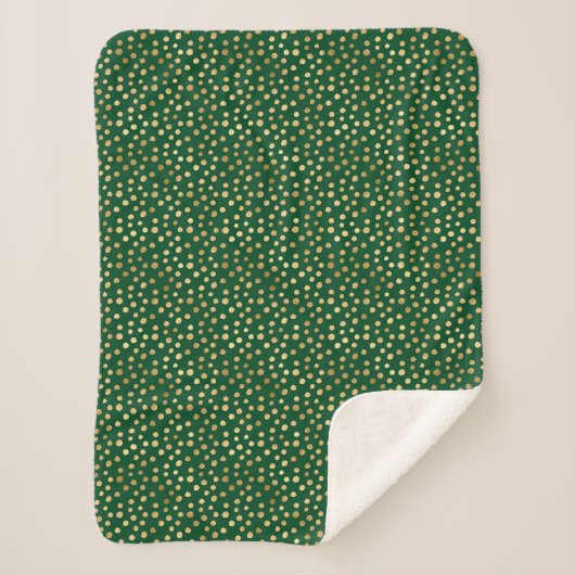 Couverture Sherpa Élégant Motif Emerald Green Gold Dots (Devant)