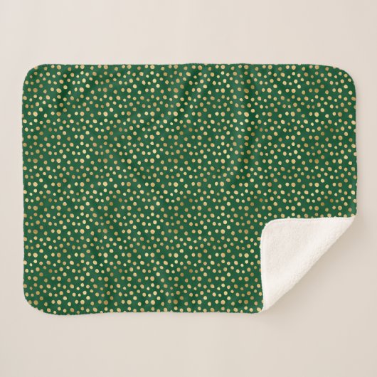 Couverture Sherpa Élégant Motif Emerald Green Gold Dots (Devant (Horizontal))