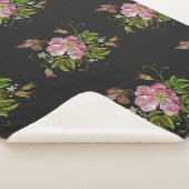 Couverture Sherpa Élégant Motif floral broderie Arrière - plan noir (3/4)