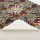 Couverture Sherpa Élégant motif floral Neutre couleurs or élément (3/4)