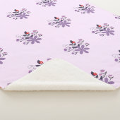 Couverture Sherpa Élégant motif floral violet violet gris rouge (3/4)