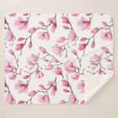 Couverture Sherpa Élégant motif magnolia rose (Devant (Horizontal))