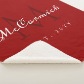 Couverture Sherpa Élégant Noël Rouge Blanc Script Famille Monogramme (3/4)