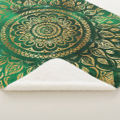 Couverture Sherpa Élégant or vert Mandala Floral (3/4)