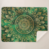 Couverture Sherpa Élégant or vert Mandala Floral (Devant (Horizontal))