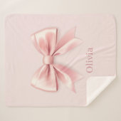 Couverture Sherpa Elégant Pastel Rose Bow & Nom Personnalisé (Devant (Horizontal))