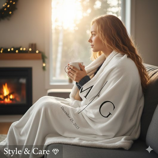 Couverture Sherpa Elegant Personalized Monogram Date Sherpa Blanket