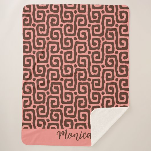 Couverture Sherpa Elegant pink &brown Abstract pattern (Devant)