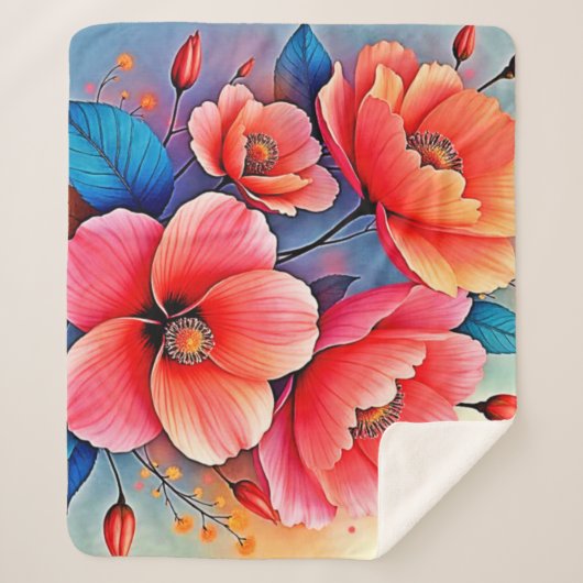 Couverture Sherpa Elegant Poppies: Radiant Nature Art (Devant)