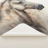 Couverture Sherpa Élégant Portrait de cheval Aquarelle Style équestr (3/4)