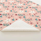 Couverture Sherpa Élégant rose froral Maison Sherpa Blanket (3/4)