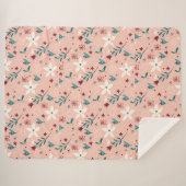 Couverture Sherpa Élégant rose froral Maison Sherpa Blanket (Devant (Horizontal))