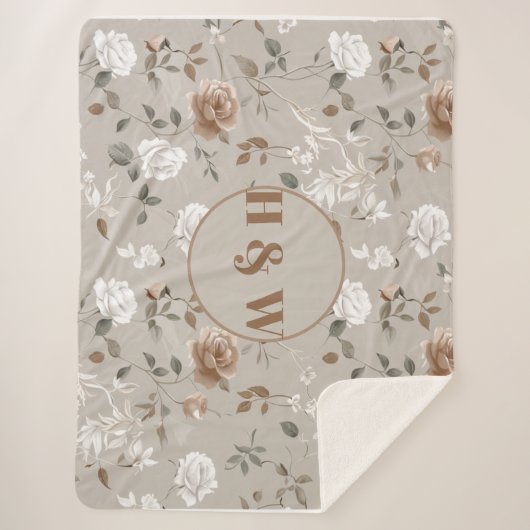 Couverture Sherpa Élégant Rose & Vine Motif Sherpa Blanket (Devant)