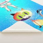 Couverture Sherpa Élégant Ruban Cartoon Nom du chat Personnaliser (3/4)