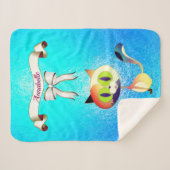 Couverture Sherpa Élégant Ruban Cartoon Nom du chat Personnaliser (Devant (Horizontal))