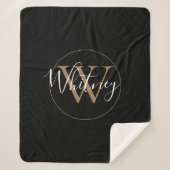 Couverture Sherpa Élégant Script Black Gold Monogram Sherpa Blanket (Devant)