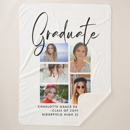 Couverture Sherpa Élégant Script Multi Photo Graduate (Devant)