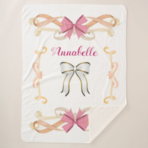 Couverture Sherpa Élégant Shimmery Bow-Ribbon Nom Personnaliser