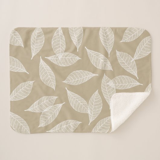Couverture Sherpa Elégant Skeletons & Taupe à feuille blanche botani (Devant (Horizontal))