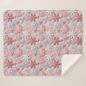 Couverture Sherpa Élégant Snowflakes rose Noël (Devant (Horizontal))