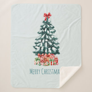 Couverture Sherpa Elegant Snowy Christmas Tree