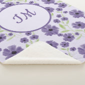 Couverture Sherpa Élégant violet vert Motif Floral (3/4)