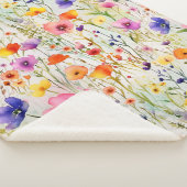 Couverture Sherpa Elégante aquarelle fleur sauvage colorée (3/4)