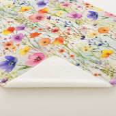 Couverture Sherpa Elégante aquarelle fleur sauvage colorée (3/4)