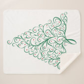Couverture Sherpa Élégante calligraphie rouge et verte Arbre de Noël (Devant (Horizontal))