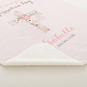 Couverture Sherpa Elégante confirmation rose pâle nom croisé floral (3/4)