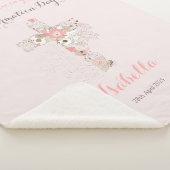 Couverture Sherpa Elégante confirmation rose pâle nom croisé floral (3/4)