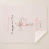 Couverture Sherpa Elégante confirmation rose pâle nom croisé floral (Devant (Horizontal))