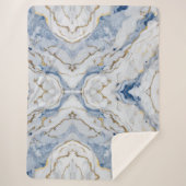 Couverture Sherpa Elégante motif en granit bleu blanc (Devant)