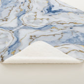 Couverture Sherpa Elégante motif en granit bleu blanc (3/4)