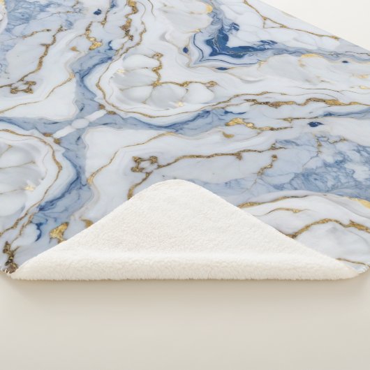 Couverture Sherpa Elégante motif en granit bleu blanc (3/4)