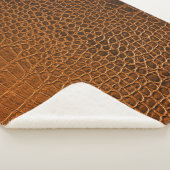 Couverture Sherpa Élégante texture en cuir de crocodile marron. (3/4)