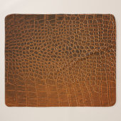 Couverture Sherpa Élégante texture en cuir de crocodile marron. (Devant (Horizontal))